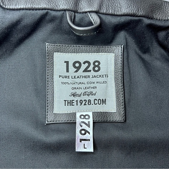 *CUSTOM* Mens Black Cafe Racer Leather Jacket With White Stripes Size L - Picture 7 of 15